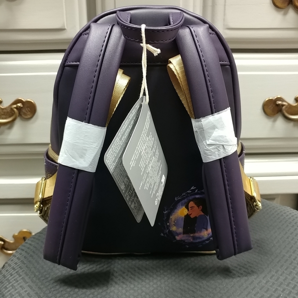 Loungefly Disney Wish Mini Backpack Disney Parks Asha and Star Purple & Gold - Picture 6 of 17